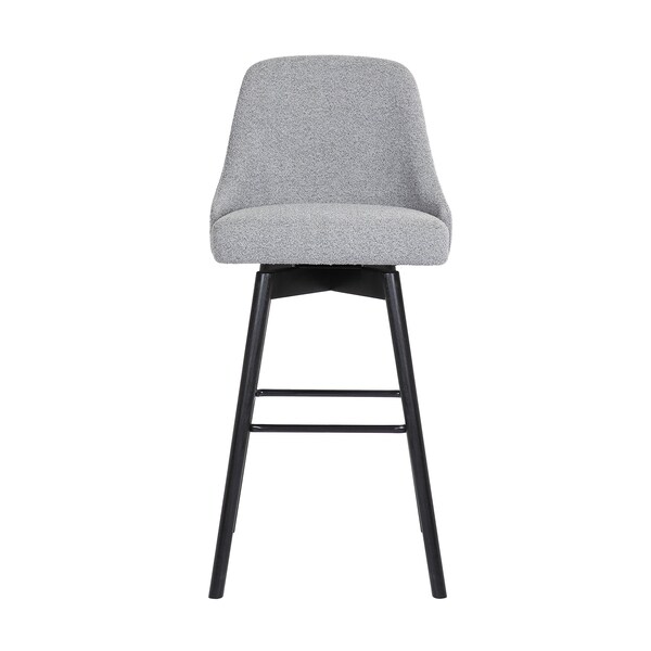 Sicily 26 In. Swivel Black Wood Counter Stool In Light Grey Fabric